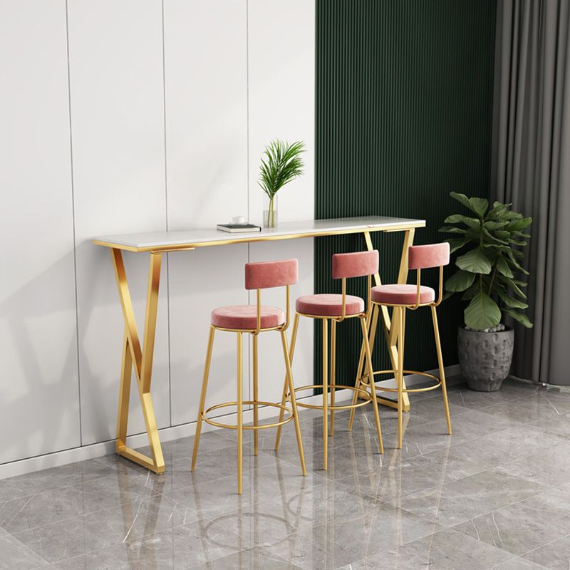 Modern Bar-height Table with Gold Base 41.3-inch Height Table Base Bar Table Clearhalo 'Bar Furniture' 'Bar Tables' 'bar_tables' 'furn' 'furn_bar_tables' 'Furniture' 'Kitchen & Dining Furniture' 1200x1200_e52b16d6-daab-4a59-86b3-698e2fdbfa9d
