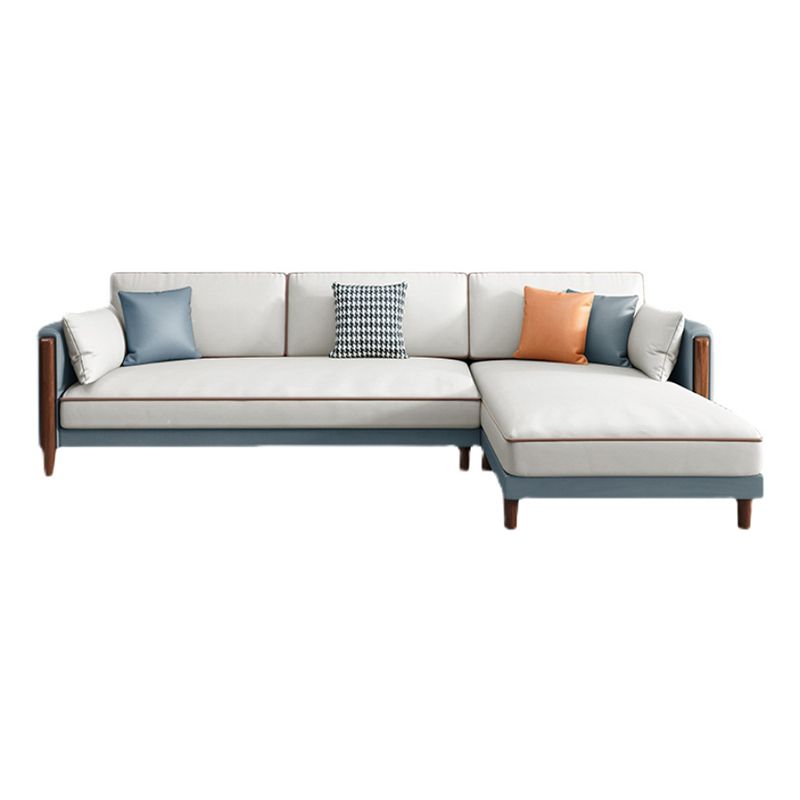 Moderno 35,43 "h di divano e chaise del braccio quadrato in leatine in finta fusione solida