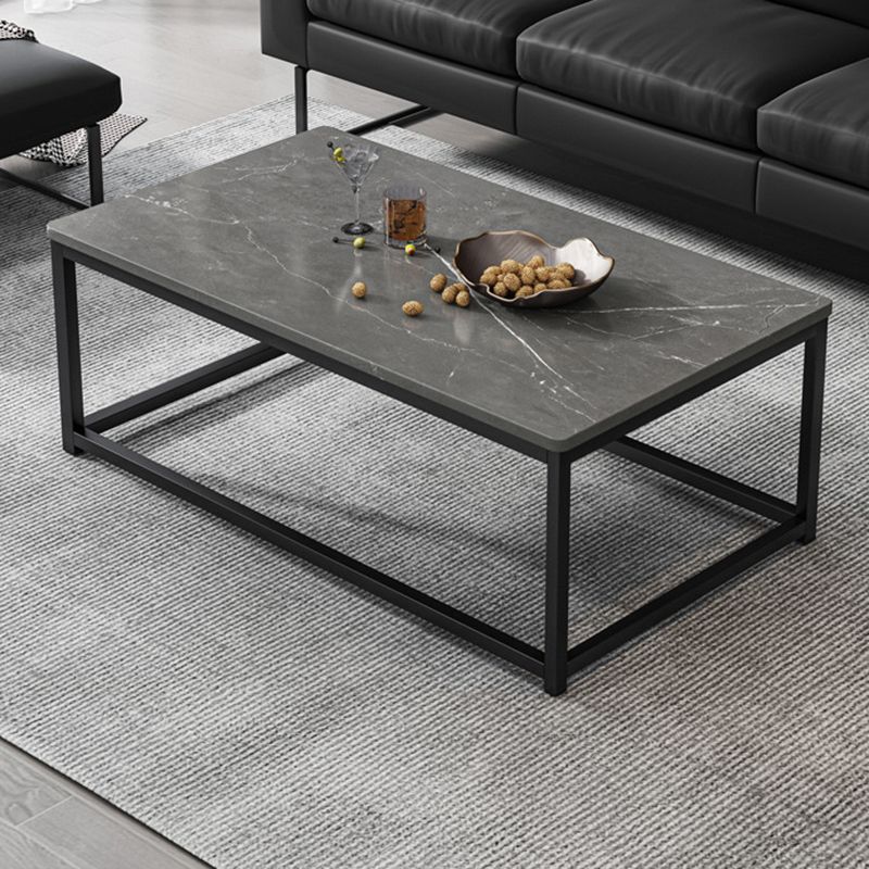 16.5 "H Moderne rechthoekige houten salontafel stalen frame accenttafel