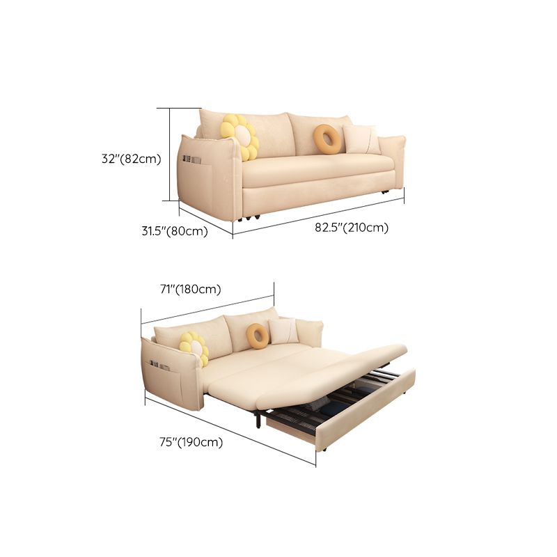 Scandinavian White Sleeper Sofa Faux Leather Foam Convertible Sofas Clearhalo 'furn' 'furn_futons' 'Furniture' 'Futons & Daybeds' 'Futons' 'Living Room Furniture' 1200x1200_e53590eb-fded-48d5-a0df-168da97108e9