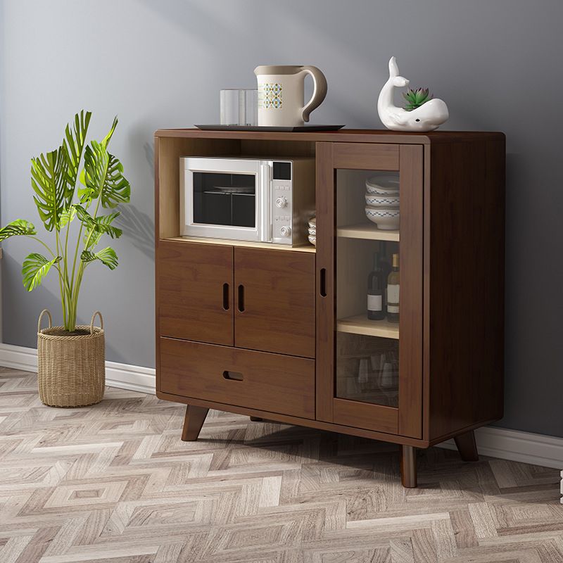 Buffet de estilo moderno Buffet de madera maciza de 39 pulgadas con gabinetes y cajones