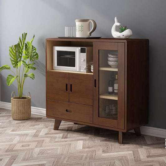 Sideboard a buffet da pranzo in legno massiccio da 39 pollici con armadi e cassetti