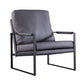 Sled Based Square Arms Faux Leather Arm Chair with Pillow Back