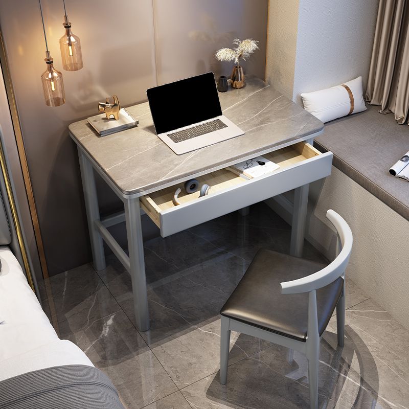 1 Drawer Writing Desk Rectangular Shaped Task Desk in Grey/Black for Home Clearhalo 'furn' 'furn_office_desk' 'Furniture' 'Office Desks' 'Office Furniture' 'office_desk' 1200x1200_e5388623-13c2-4804-a58f-bfd856085357