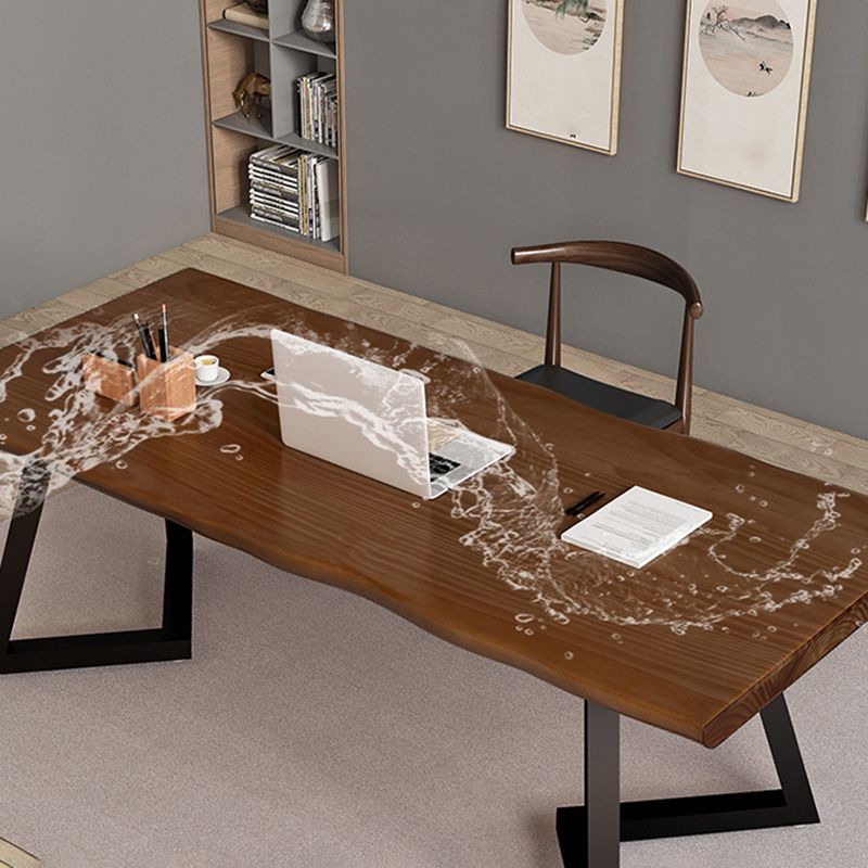 工業スタイルのライティングデスクソリッドウッドスレッドオフィスデスクホーム用