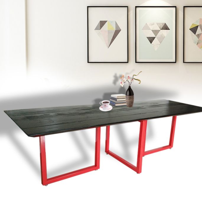 Metal Industrial Rectangle Dining Table Pine Solid Wood Table for Dining Room Clearhalo ' dining_table' 'Dining Tables & Seating' 'Dining Tables' 'furn' 'furn_dining_table' 'Furniture' 'furniture_dining_table' 'Kitchen & Dining Furniture' 'kitchen&dining_furn' 'kitchen' 'kitchen_dining_table' 1200x1200_e53d104c-437d-47b8-b91a-fcdeefe78a42