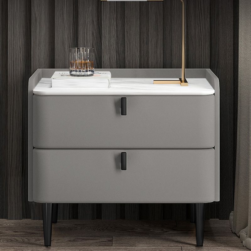 2 cajones Mesa nocturna Mesa de acento moderno .19 "de alto