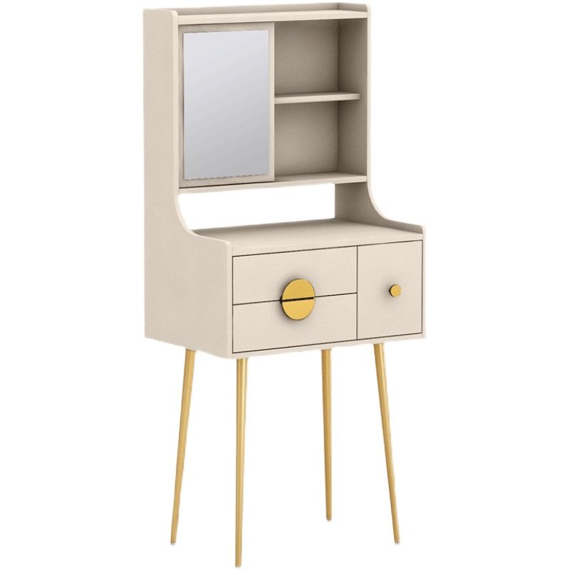 Glam 3-Drawer Solid Color Wooden Vanity with and Mirror Dressing Table