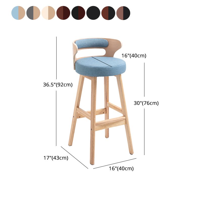 Scandinavian Wood Upholstered Counter Stools Low Back Bar Stools with Round Seat Clearhalo 'Bar Furniture' 'Bar Stools' 'bar_stools' 'furniture_bar_stools' 'Kitchen & Dining Furniture' 'kitchen&dining_furn' 'kitchen' 'kitchen_furn' Furniture' 1200x1200_e53e35bf-d23d-47ee-8686-1e1d4e270e90