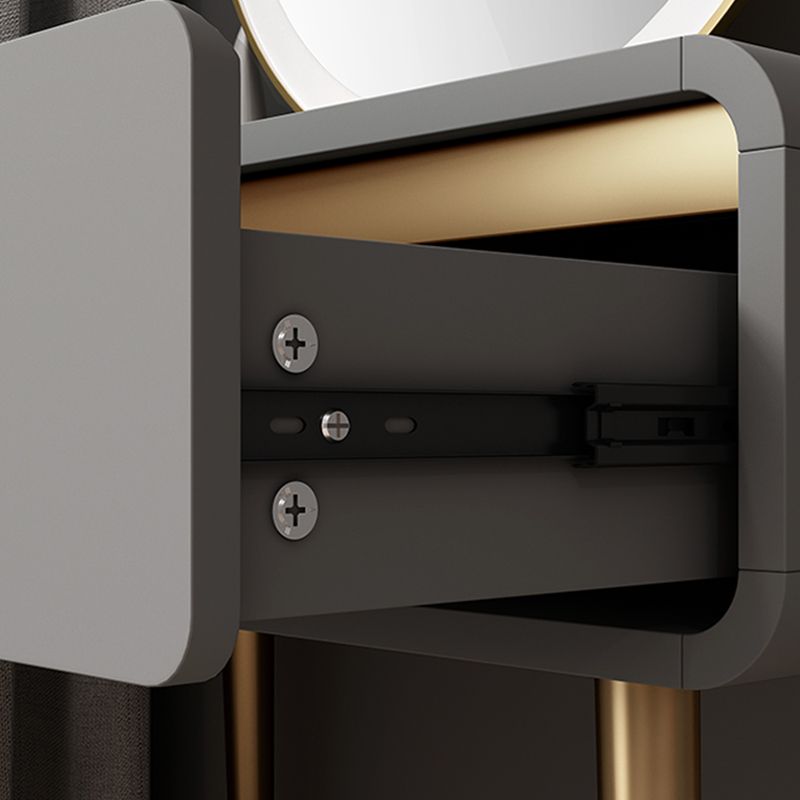 Vanité de maquillage glamour avec tiroir en gris / blanc / rose pour chambre à coucher