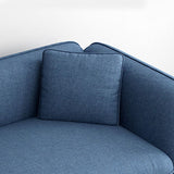 Skandinavisches Leinensofa mit engen Rücken und Smokingarm für die Wohnung