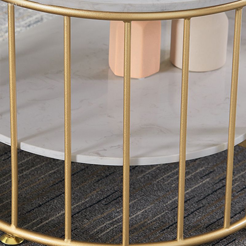 Mesa de centro ovalada con marco de mesa de cóctel de mármol Glam para sala de estar