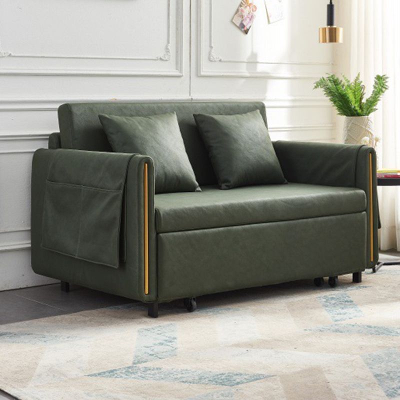 Sofá de brazo cuadrado de cuero de forma falsa con cama con almacenamiento