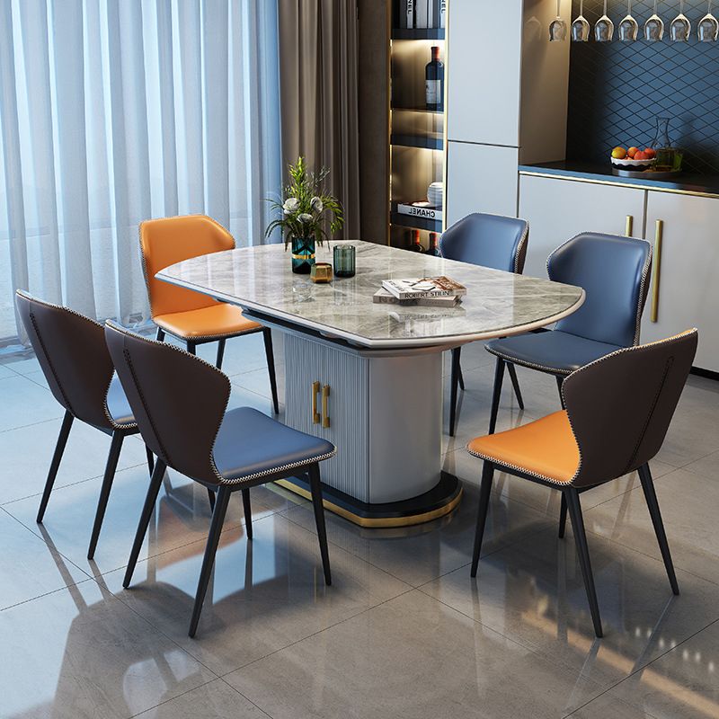 Contemporary Sintered Stone Dining Room Set Foldable Standard Height Formal Dining Table Furniture Clearhalo 'Dining Room Sets' 'Dining Tables & Seating' 'dining_room_set' 'furn' 'furn_dining_room_set' 'Furniture' 'furniture_dining_room_set' 'Kitchen & Dining Furniture' 'kitchen&dining_furn' 'kitchen' 1200x1200_e54287aa-2b1c-47f0-a920-da07cd2fb8c7