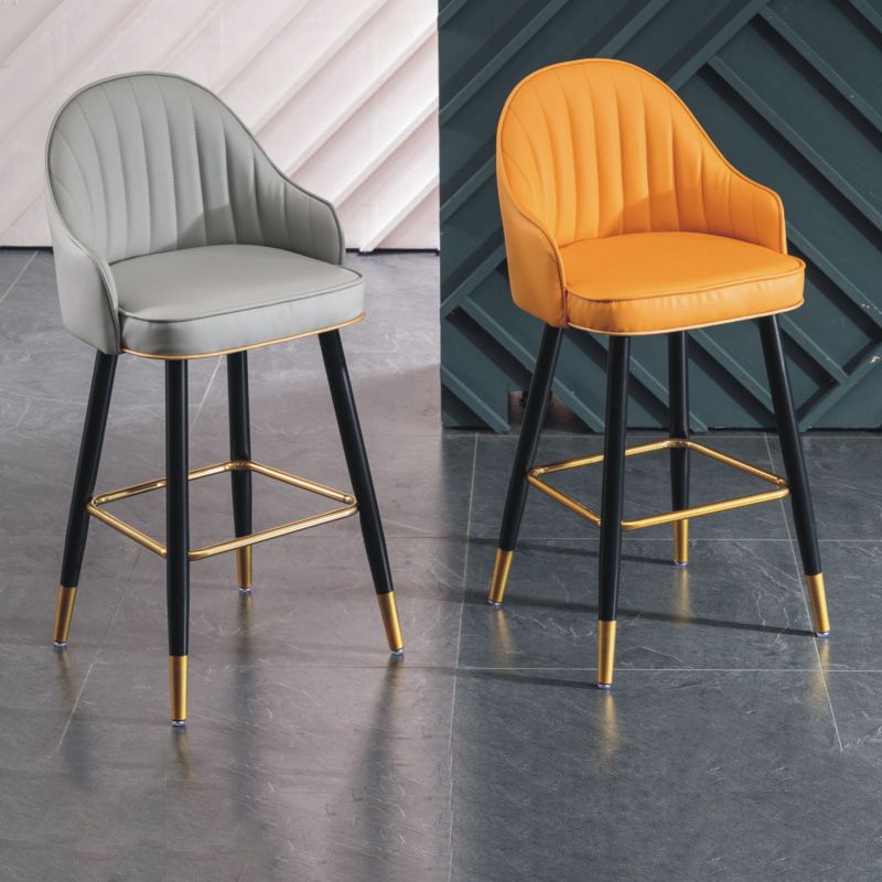 Scandinavian Living Room Armed Stool Matte Finish Leather Barstool Clearhalo 'Bar Furniture' 'Bar Stools' 'bar_stools' 'furn' 'furn_bar_stools' 'Furniture' 'furniture_bar_stools' 'Kitchen & Dining Furniture' 1200x1200_e542d5ba-6dc5-4f50-83b0-955cc9bfc542