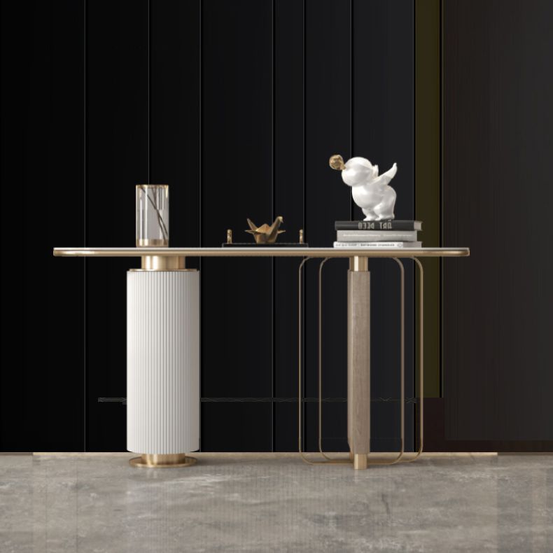 Tavolo di accento glam largo 14 pollici tavolo da console in pietra ovale per Hall