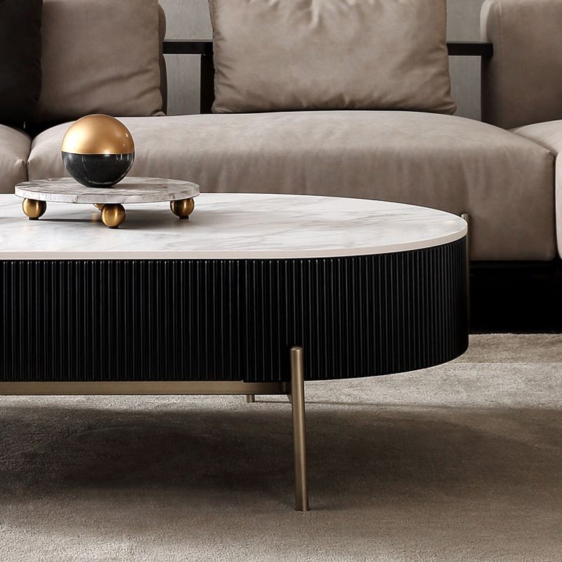 Modern Style Round White Black Metal Four-legged Coffee Table Clearhalo 'Coffee & Accent Tables' 'Coffee Tables' 'coffee_tables' 'furn' 'furn_coffee_tables' 'Furniture' 'Living Room Furniture' 1200x1200_e54416c2-1341-4b88-89a4-8049792fd34d