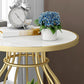 Modern Round Slate Top Side Table Steel Frame End Table with Shelf