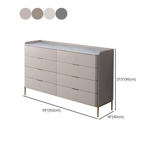 Classic Glam Double Dresser Stone Horizontal Storage Chest for Bedroom