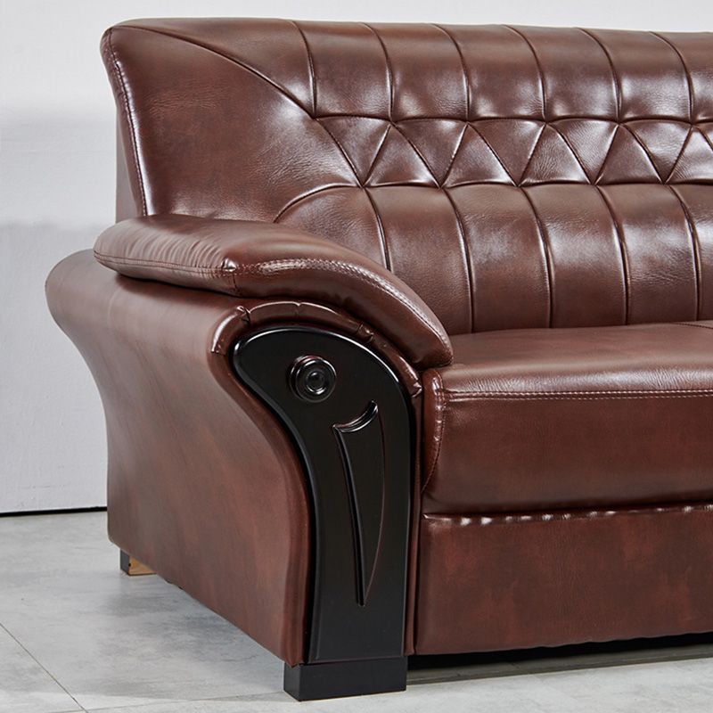 Industrial Biscuit Back Seating Flared Arm Sofa in Dark Brown Clearhalo 'furn' 'furn_sofas' 'Furniture' 'Living Room Furniture' 'Sofa' 'sofas' 1200x1200_e5467e34-bf4e-4324-9e54-992b7e1db514
