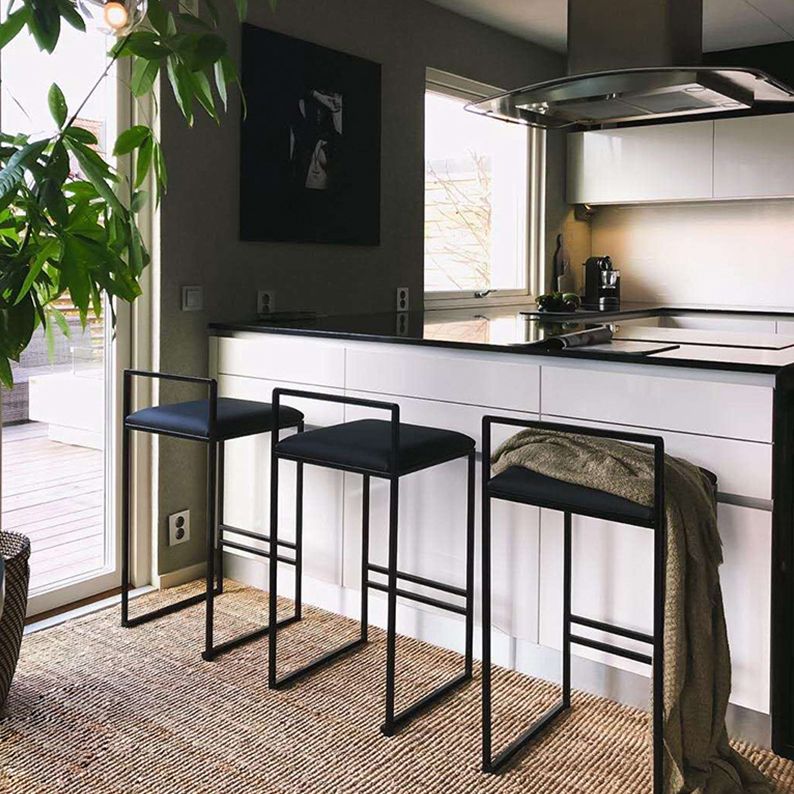 Modern Backrest Counter Stool Iron Kitchen Bar Stool with Velvet Cushion and Pedal Clearhalo 'Bar Furniture' 'Bar Stools' 'bar_stools' 'furn' 'furn_bar_stools' 'Furniture' 'furniture_bar_stools' 'Kitchen & Dining Furniture' 1200x1200_e54c5ac6-e936-4dd9-8801-6a004ed895a6