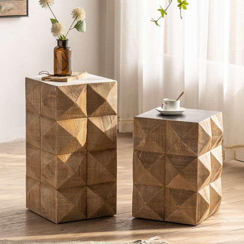 Sqaure Pine Drum Side Table Rustic Natural 14.37" Wide End Table Clearhalo 'Coffee & Accent Tables' 'End & Side Tables' 'end_side_tables' 'furn' 'furn_end_side_tables' 'Furniture' 'Living Room Furniture' 1200x1200_e54cfc5b-0760-4902-b617-8227f79fe57d