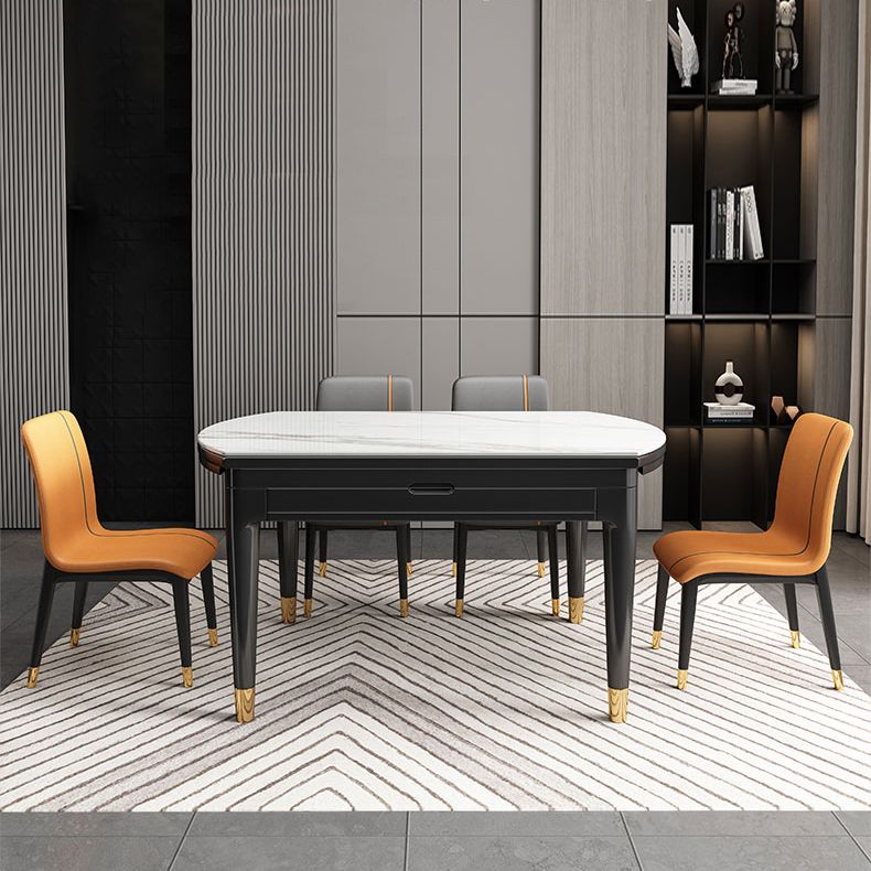 Sintered Stone Extendable Round Table for Restaurant Modern Dining Table with 4 Legs Clearhalo ' dining_table' 'Dining Tables & Seating' 'Dining Tables' 'furn' 'furn_dining_table' 'Furniture' 'furniture_dining_table' 'Kitchen & Dining Furniture' 'kitchen&dining_furn' 'kitchen' 'kitchen_dining_table' 1200x1200_e54ebfbc-0ec2-4225-8444-dcde8e4c807b