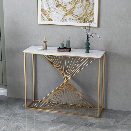 11.81-inch Wide Console Table Glam Marble Accent Table with 1 Shelf