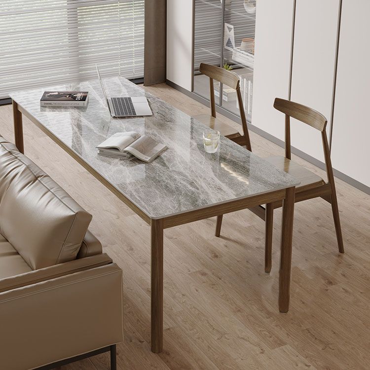 Bureau d'écriture de style industriel Bureau de tâche de forme rectangulaire en brun pour le bureau