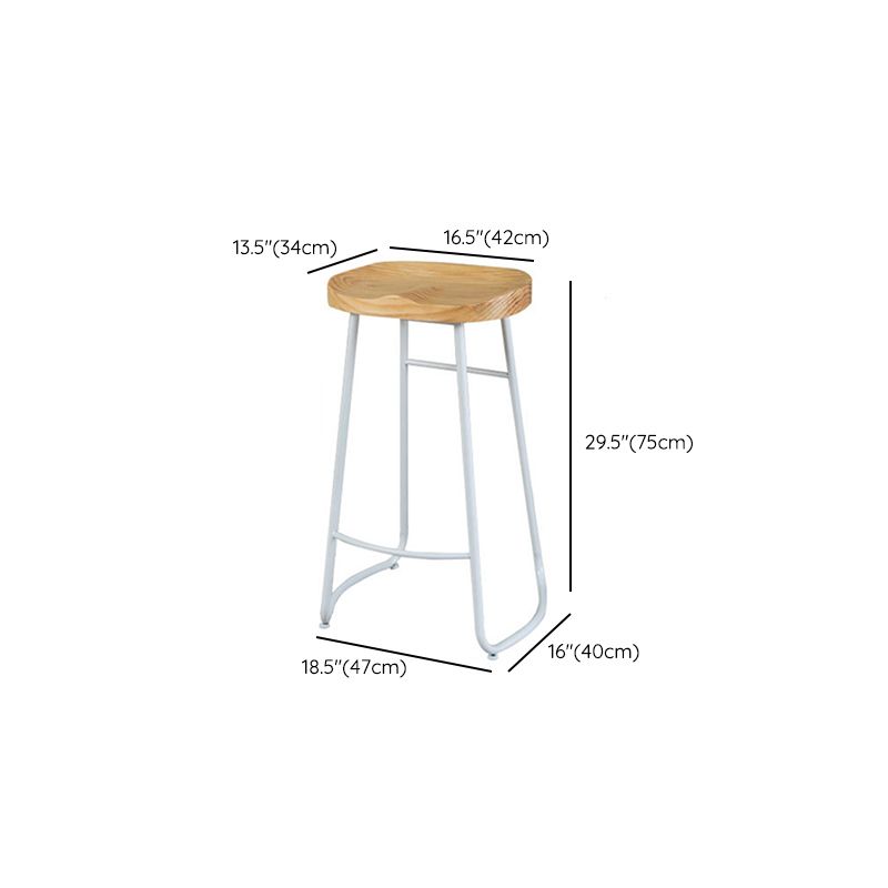 Contemporary Bar Stool Solid Wood Barstool with White Metal Legs Clearhalo 'Bar Furniture' 'Bar Stools' 'bar_stools' 'furn' 'furn_bar_stools' 'Furniture' 'Kitchen & Dining Furniture' 1200x1200_e550002f-7251-4cac-9530-d2d1415b070e