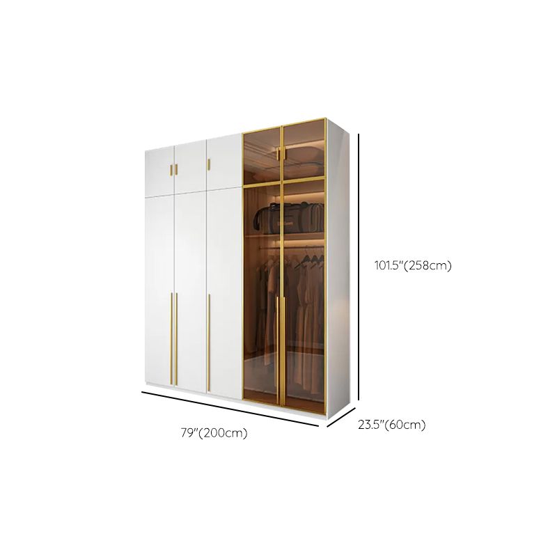 Modern White Wood Frame Wardrobe Armoire Freestanding Wardrobe with Soft Close Drawers Clearhalo 'Armoires & Wardrobes' 'armoires_wardrobes' 'Bedroom Furniture' 'furn' 'furn_armoires_wardrobes' 'Furniture' 1200x1200_e553044b-d343-45da-bcd7-75658cd99411