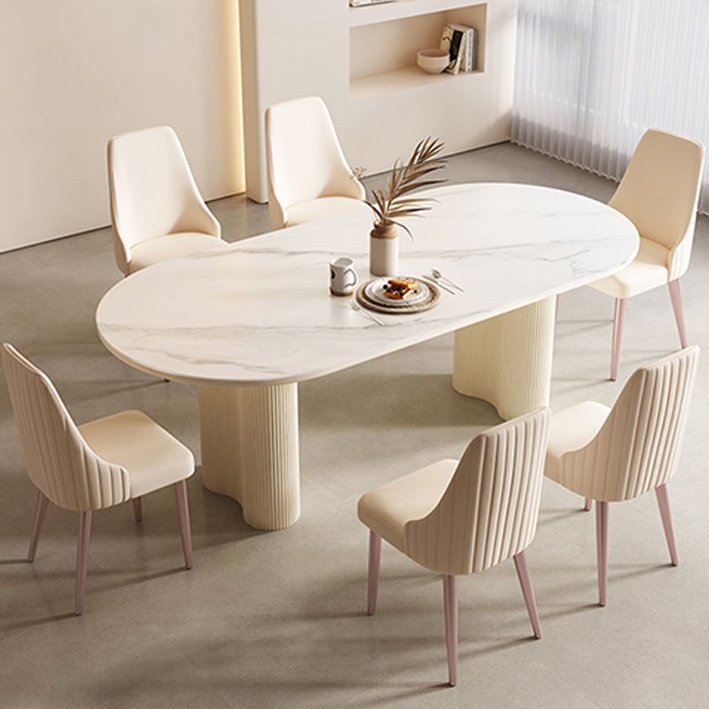 Contemporary Sintered Stone Dining Table Oval Dinner Room Table Clearhalo 'Dining Tables & Seating' 'Dining Tables' 'dining_table' 'furn' 'furn_dining_table' 'Furniture' 'Kitchen & Dining Furniture' 1200x1200_e5562ce9-1ff3-4a99-abb2-264990ca8033