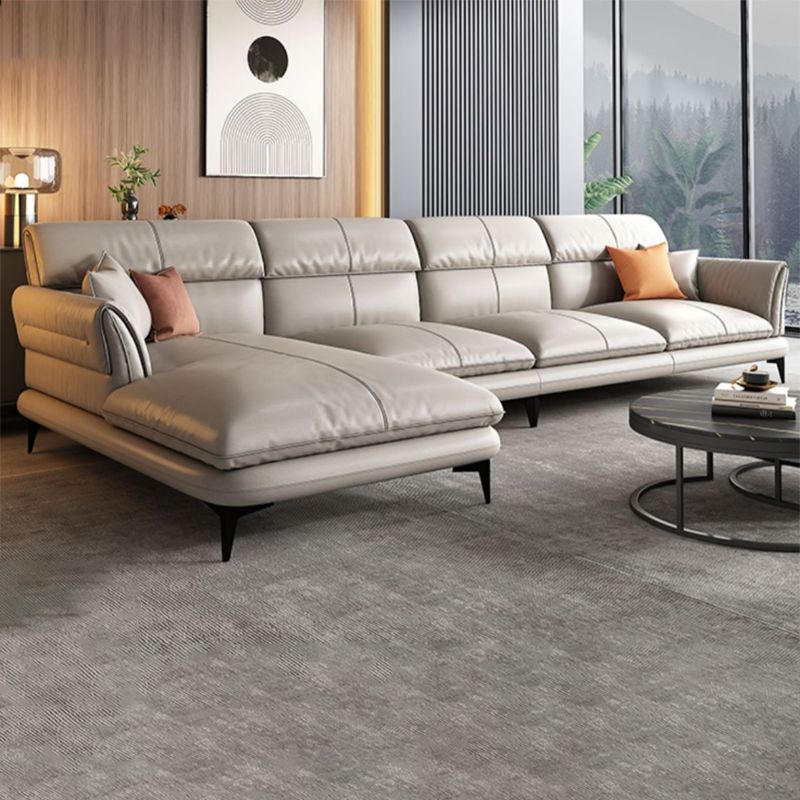 Modern Cushions Flared Arm Seating Living Room Faux Leather Stationary Sofa Clearhalo 'furn' 'furn_sectionals' 'Furniture' 'Living Room Furniture' 'Sectionals' 1200x1200_e557b40c-14a0-4772-ae3f-252e0e57a97e