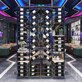 Industrial Metal Wine Bottle Holder Black Floor Bottle Wine Rack 5.9"Wide Clearhalo 'furn' 'furn_wine_racks' 'Furniture' 'Kitchen & Dining Furniture' 'Wine Racks' 'wine_racks' 1200x1200_e5598d95-00a1-41ea-9dbd-fb53361d50f3