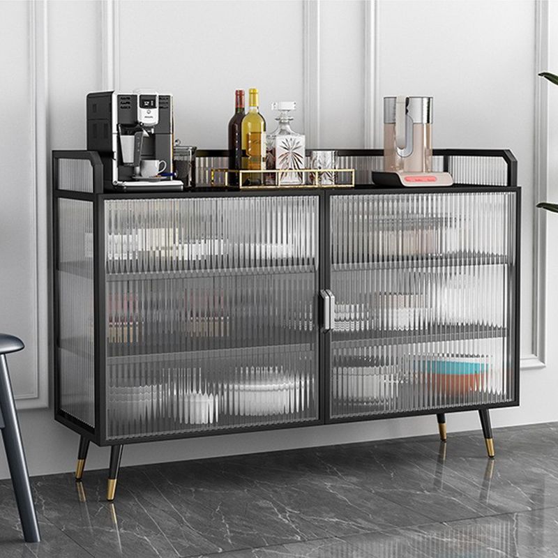 Glam Cabinets Sideboard Buffet Glass Doors Metal Buffet Sideboard Clearhalo 'buffet_sideboard' 'Buffets & Sideboards' 'furn' 'furn_buffet_sideboard' 'Furniture' 'Kitchen & Dining Furniture' 1200x1200_e55a5c04-5bcf-4241-a6c7-77222e6067d0