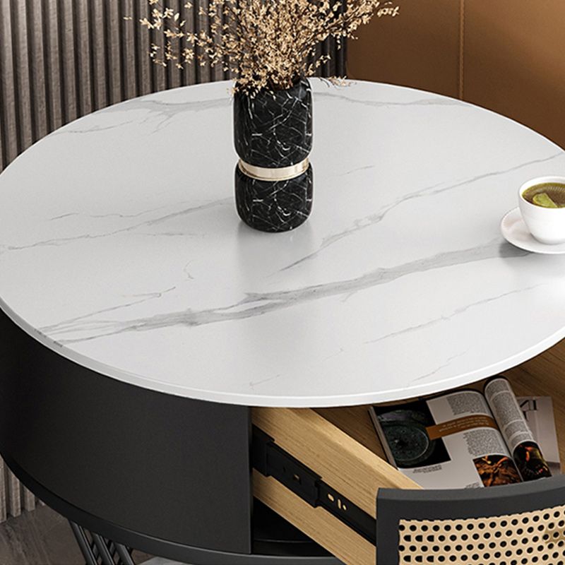 Drawer Side Accent Table Stone Top Metal Frame End Table with Shelf Clearhalo 'Coffee & Accent Tables' 'End & Side Tables' 'end_side_tables' 'furn' 'furn_end_side_tables' 'Furniture' 'Living Room Furniture' 1200x1200_e55af37b-8483-48bb-9d6c-e114ce4599b3