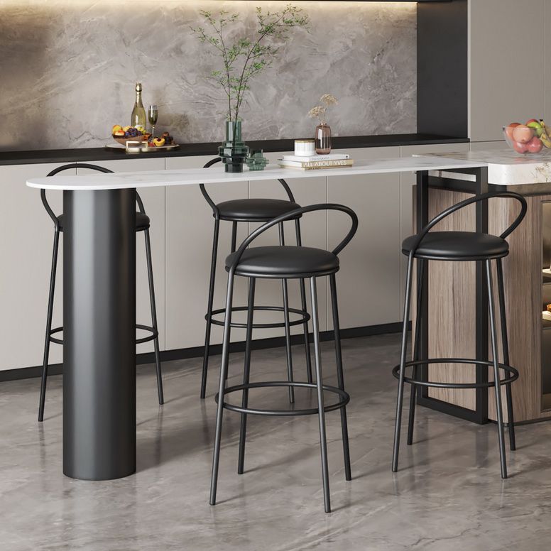 White Modern Style Table in Faux Marble and Metal Milk Tea Shop Bar Table Clearhalo 'Bar Furniture' 'Bar Tables' 'bar_tables' 'furn' 'furn_bar_tables' 'Furniture' 'furniture_bar_tables' 'Kitchen & Dining Furniture' 1200x1200_e55b015e-0e61-42c6-8868-0e5cbdcb43c5