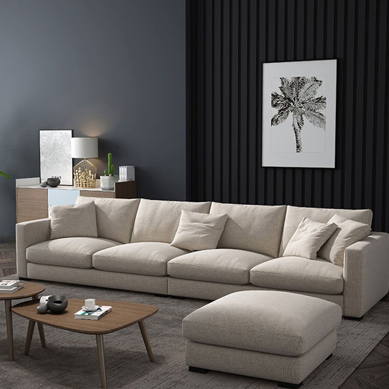 Linen Blend Square Arm Sofa and Sectional with Slipcovered for Living Room