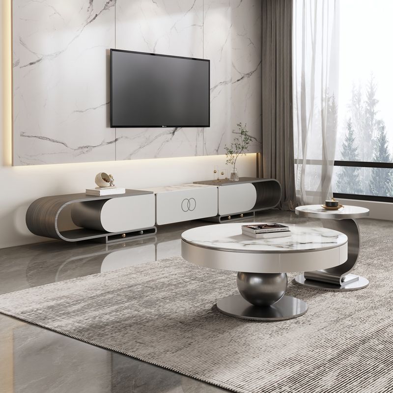 Glam TV Console Open Storage Stone Media Console with Drawer for Home Clearhalo 'furn' 'furn_tv_stands_entertainment_centers' 'Furniture' 'Living Room Furniture' 'TV Stands & Entertainment Centers' 'TV Stands & Media Storage Furniture' 'tv_stands_entertainment_centers' 1200x1200_e55c3767-43ed-413b-aa3a-b8499ff89dc0