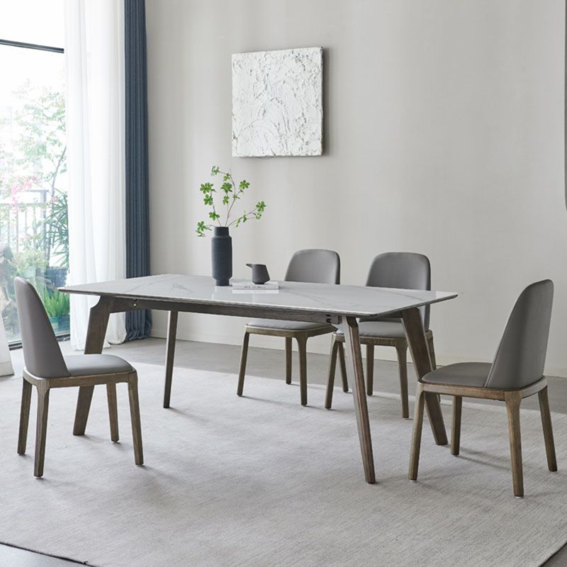 Modern Stone Dining Site Table 4 Wood Legs Rectangle Home Dining Table Clearhalo 'Dining Tables & Seating' 'Dining Tables' 'dining_table' 'furn' 'furn_dining_table' 'Furniture' 'furniture_dining_table' 'Kitchen & Dining Furniture' 'kitchen' 'kitchen_dining_table' 1200x1200_e55c9d16-28de-4019-9877-462af672624e