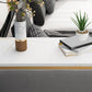 Mesa de comedor moderna de piedra sinterizada con estantes de almacenamiento para cocina y sala de estar