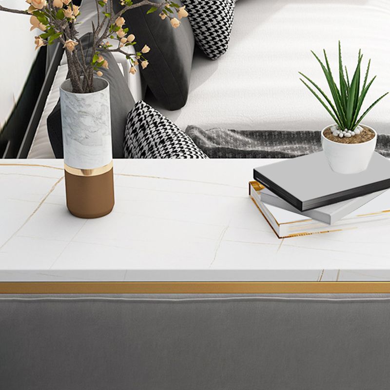Mesa de comedor moderna de piedra sinterizada con estantes de almacenamiento para cocina y sala de estar