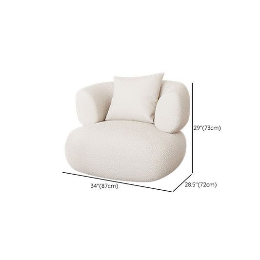 Contemporary 28.74" H White Wool Tuxedo Arm Sofa for Living Room