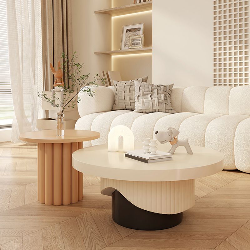Contemporary Coffee Table Wooden Pedestal Round Coffee Cocktail Table Clearhalo 'Coffee & Accent Tables' 'Coffee Tables' 'coffee_tables' 'furn' 'furn_coffee_tables' 'Furniture' 'Living Room Furniture' 1200x1200_e55da292-411b-43cf-bc47-667396d36b83