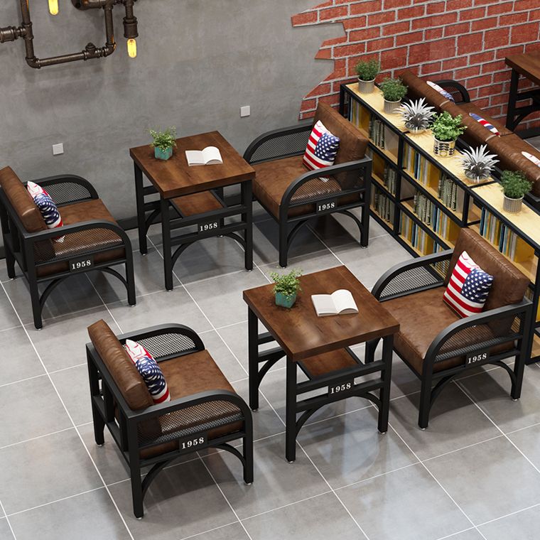 Industrial Solid Wood Dinner Room Kitchen Table Brown Table with Black Frame for Dining Room Clearhalo ' dining_table' 'Dining Tables & Seating' 'Dining Tables' 'furn' 'furn_dining_table' 'Furniture' 'furniture_dining_table' 'Kitchen & Dining Furniture' 'kitchen&dining_furn' 'kitchen' 'kitchen_dining_table' 1200x1200_e55e0353-1aa7-45e1-97d1-4d6724ffb899