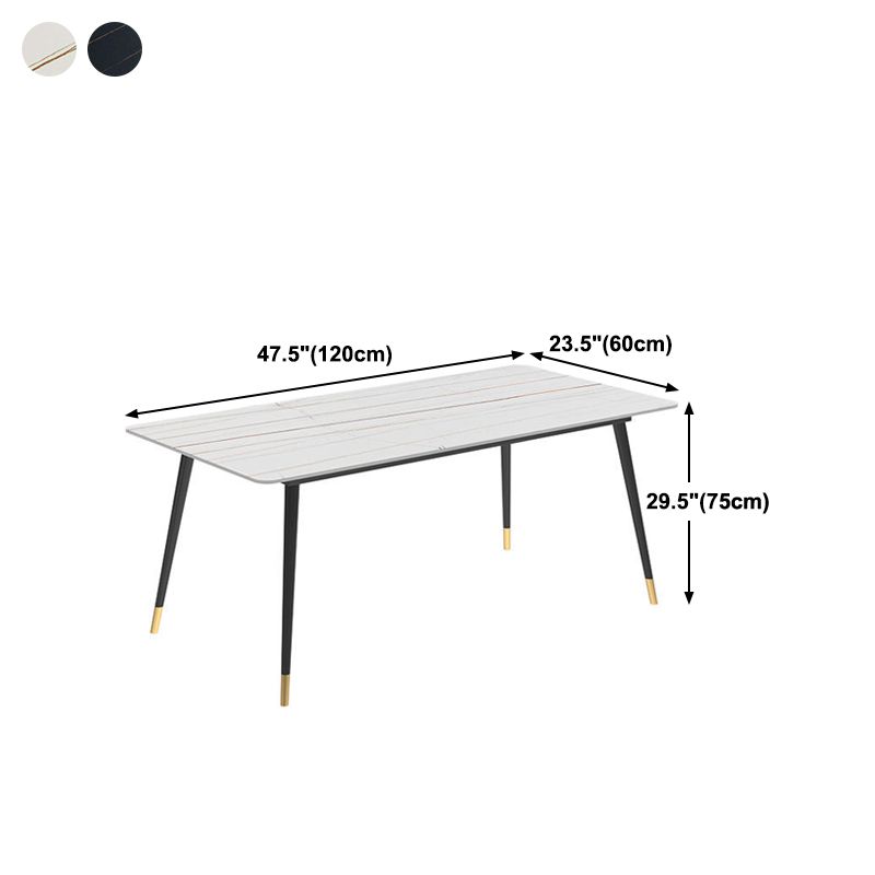Stone Dining Table Contemporary Dining Table with 4 Black Legs Clearhalo ' dining_table' 'Dining Tables & Seating' 'Dining Tables' 'furn' 'furn_dining_table' 'Furniture' 'furniture_dining_table' 'Kitchen & Dining Furniture' 'kitchen&dining_furn' 'kitchen' 'kitchen_dining_table' 1200x1200_e55f5893-d1ce-4a23-8936-5e73f4f79f1e