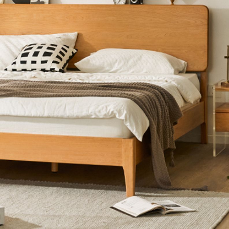 41.33 "長方形のヘッドボード付き自然の高さの固体木材標準ベッド