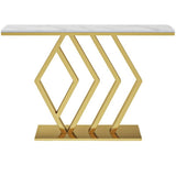 Glam Pedestal Slate Sofa Table Resistant Gold Console Table 31.5" High