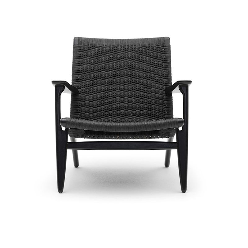 Woven Back Chair Square Arms Solid Wood Arm Chair for Living Room