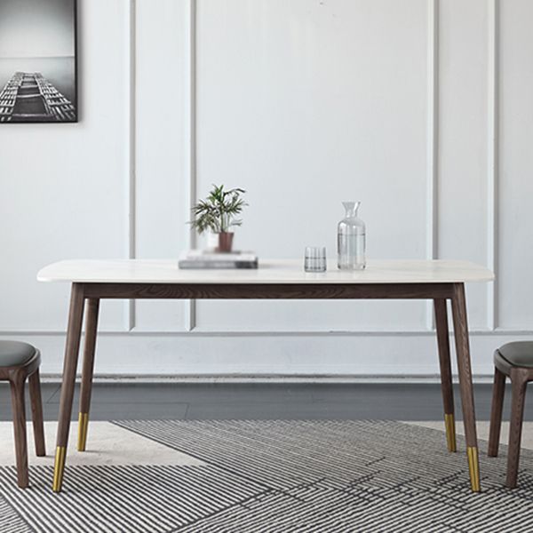 Rectangle 4 Legs Luxury Table White Sintered Stone Top Fixed Table Clearhalo 'Dining Tables & Seating' 'Dining Tables' 'dining_table' 'furn' 'furn_dining_table' 'Furniture' 'Kitchen & Dining Furniture' 1200x1200_e5637997-db98-4fe7-aec9-4dbb35d0260c